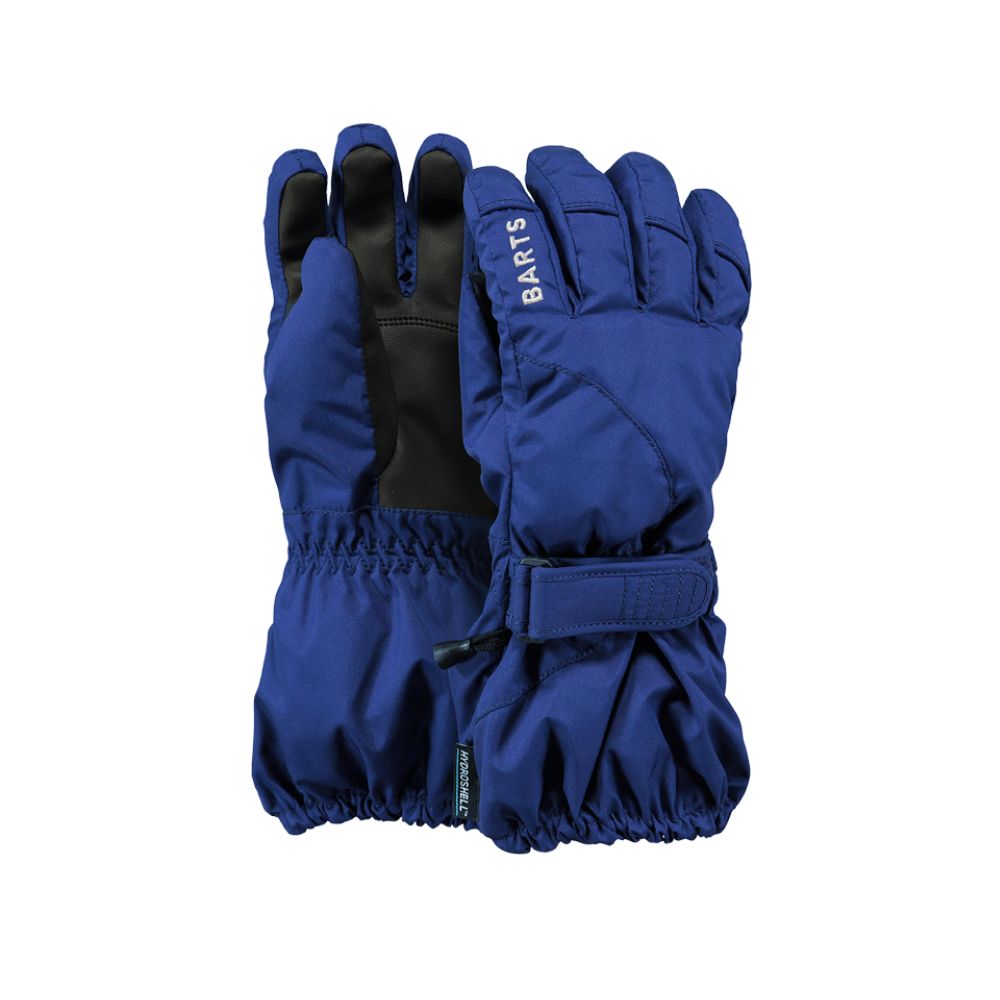 Navy Blue Kids Ski Gloves with Barts logo on a white background