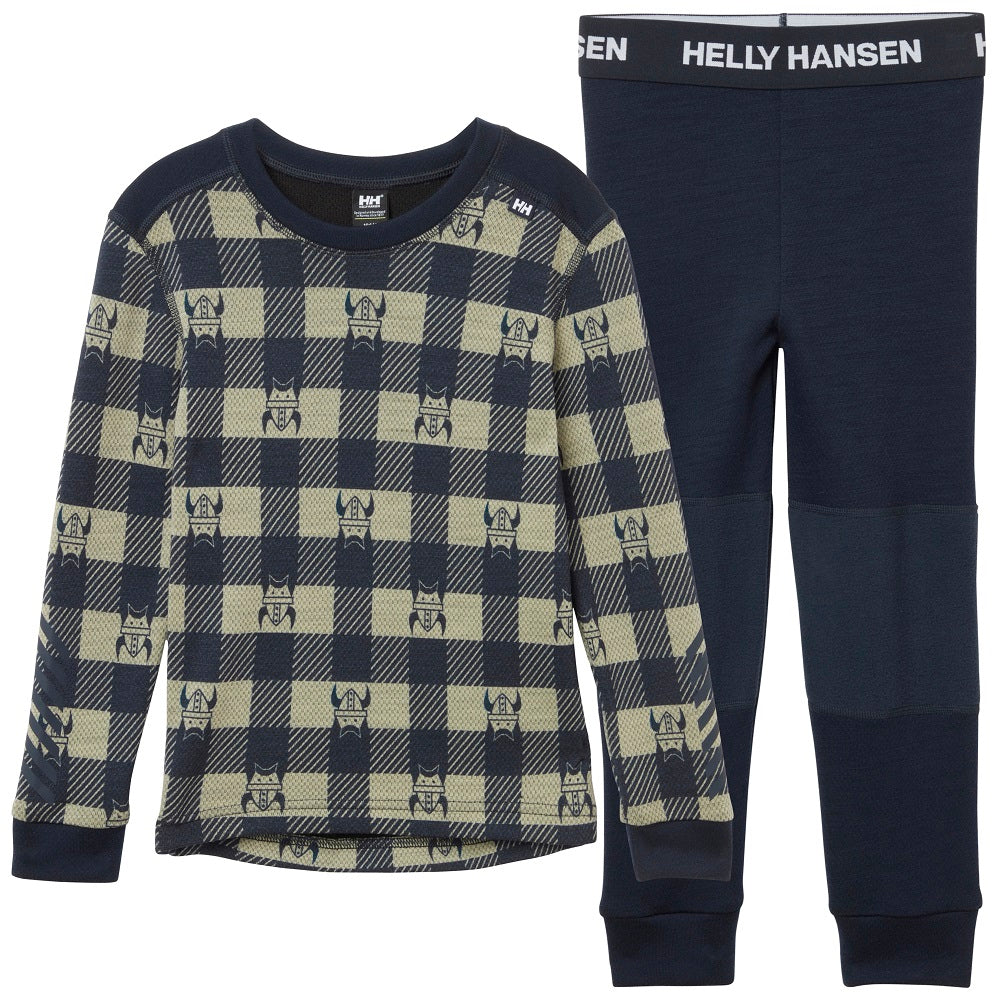Helly Hansen Kids Ski Thermals LIFA Merino Set - Navy AOP