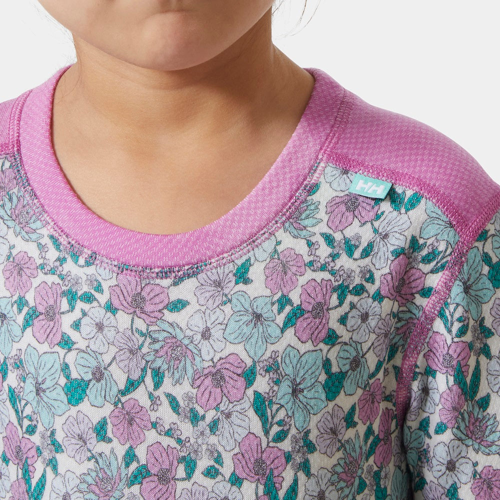 Helly Hansen Kids Ski Thermals LIFA Merino Set - Meta Pink AOP 2-7 yrs