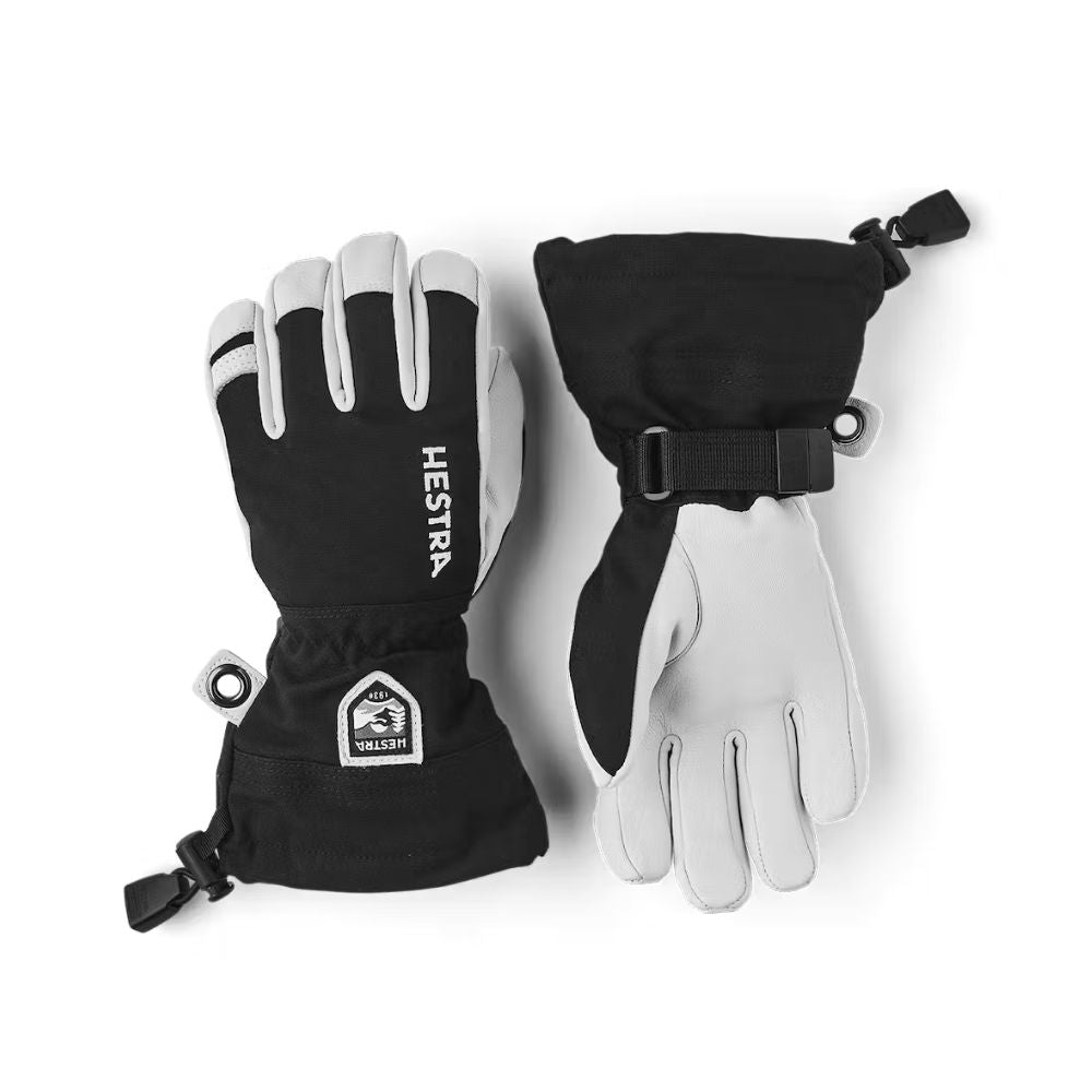 Hestra Leather Heli Kids Ski Gloves - Black (30560-100)