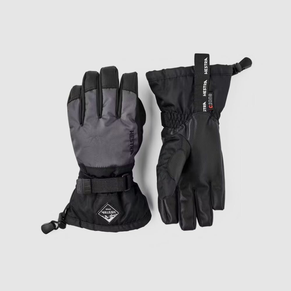 Hestra Gauntlet Czone Kids Ski Gloves - Graphite and Black (32530). 
Warm, waterproof and breathable kids ski gloves