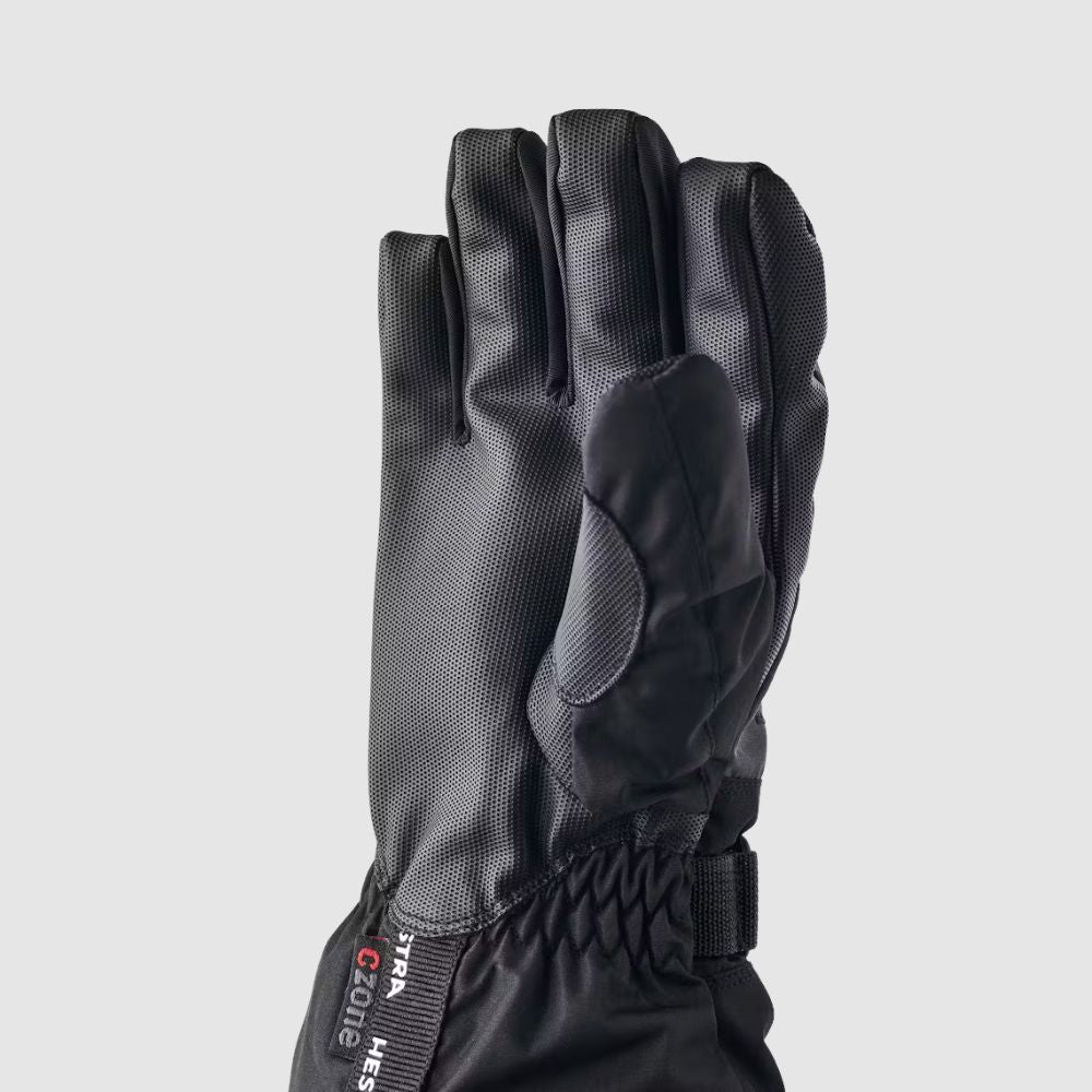 Hestra Gauntlet Czone Kids Ski Gloves - Graphite and Black (32530). 
Warm, waterproof and breathable kids ski gloves