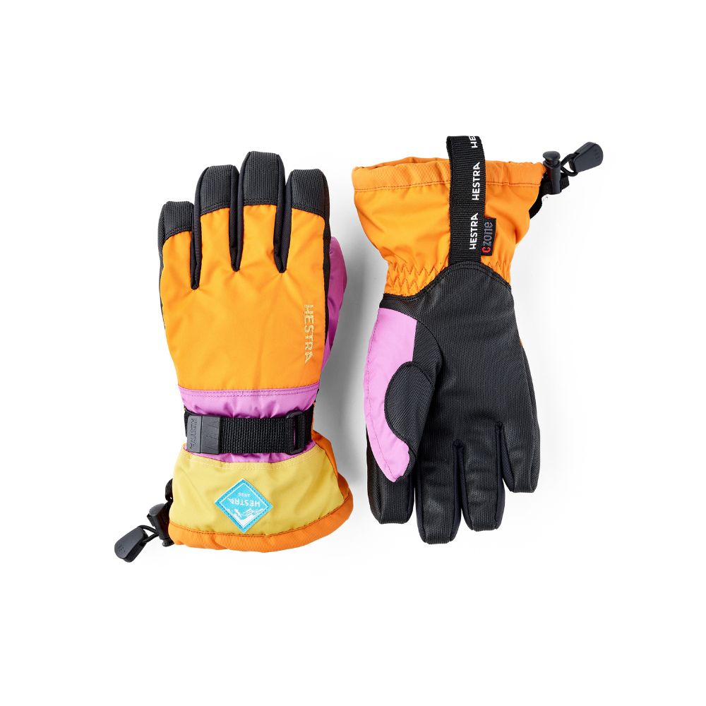 Hestra Gauntlet Czone Kids Ski Gloves - Orange Multi (32530-518)