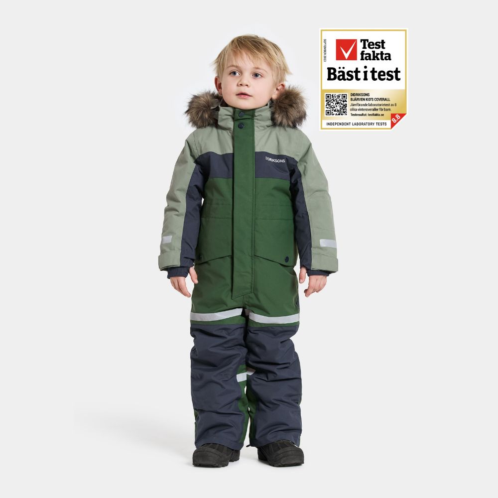 Kids Snowsuit - Didriksons Bjarven Coverall - Light Moss