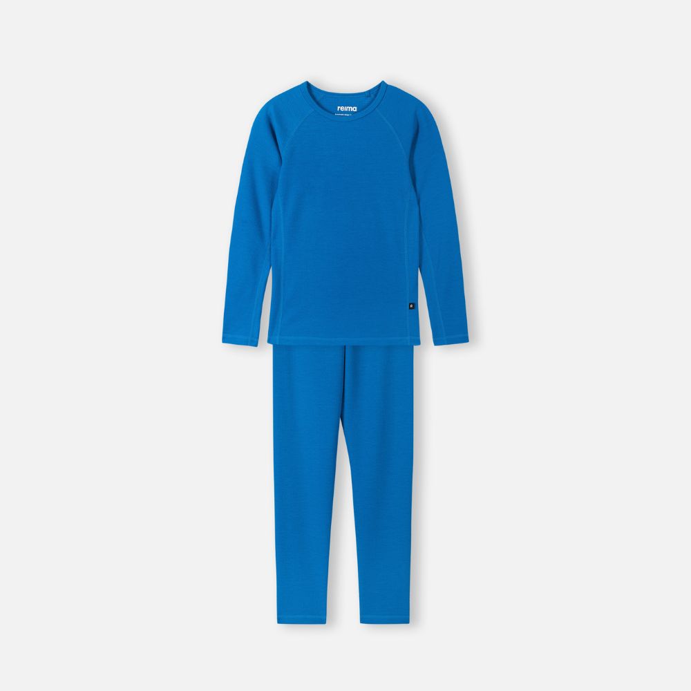 Reima Lani Thermal Base Layer Set, Bright Blue. Kids Thermals For Skiing
