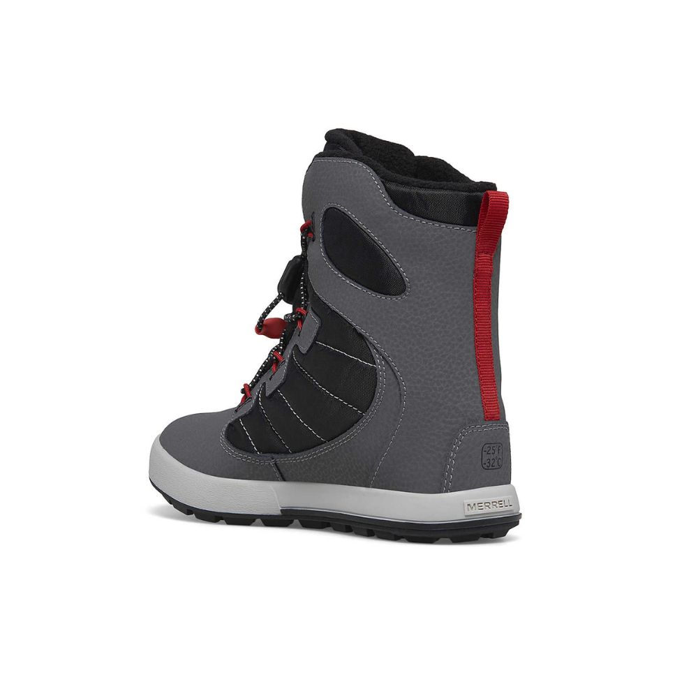 Merrell Snow Bank, Grey/Black/Red  - Kids Snow Boots