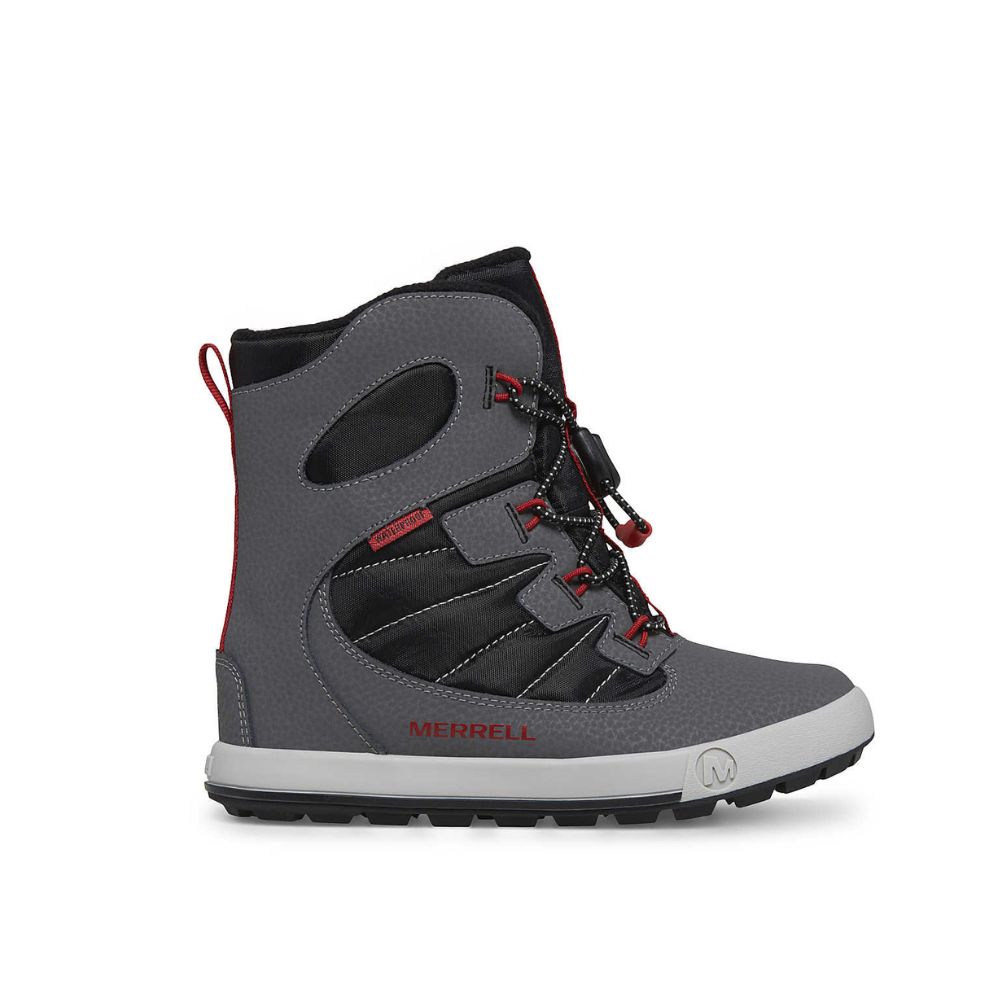 Merrell Snow Bank, Grey/Black/Red  - Kids Snow Boots UK 10 Only