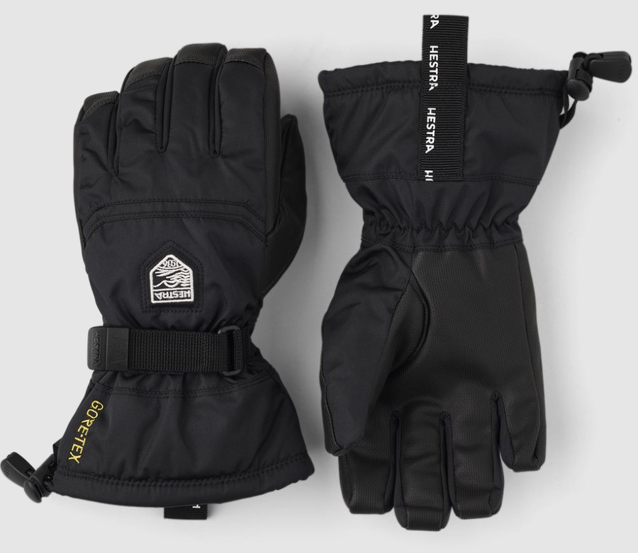 Hestra Gore-Tex Gauntlet Kids Ski Gloves, Black