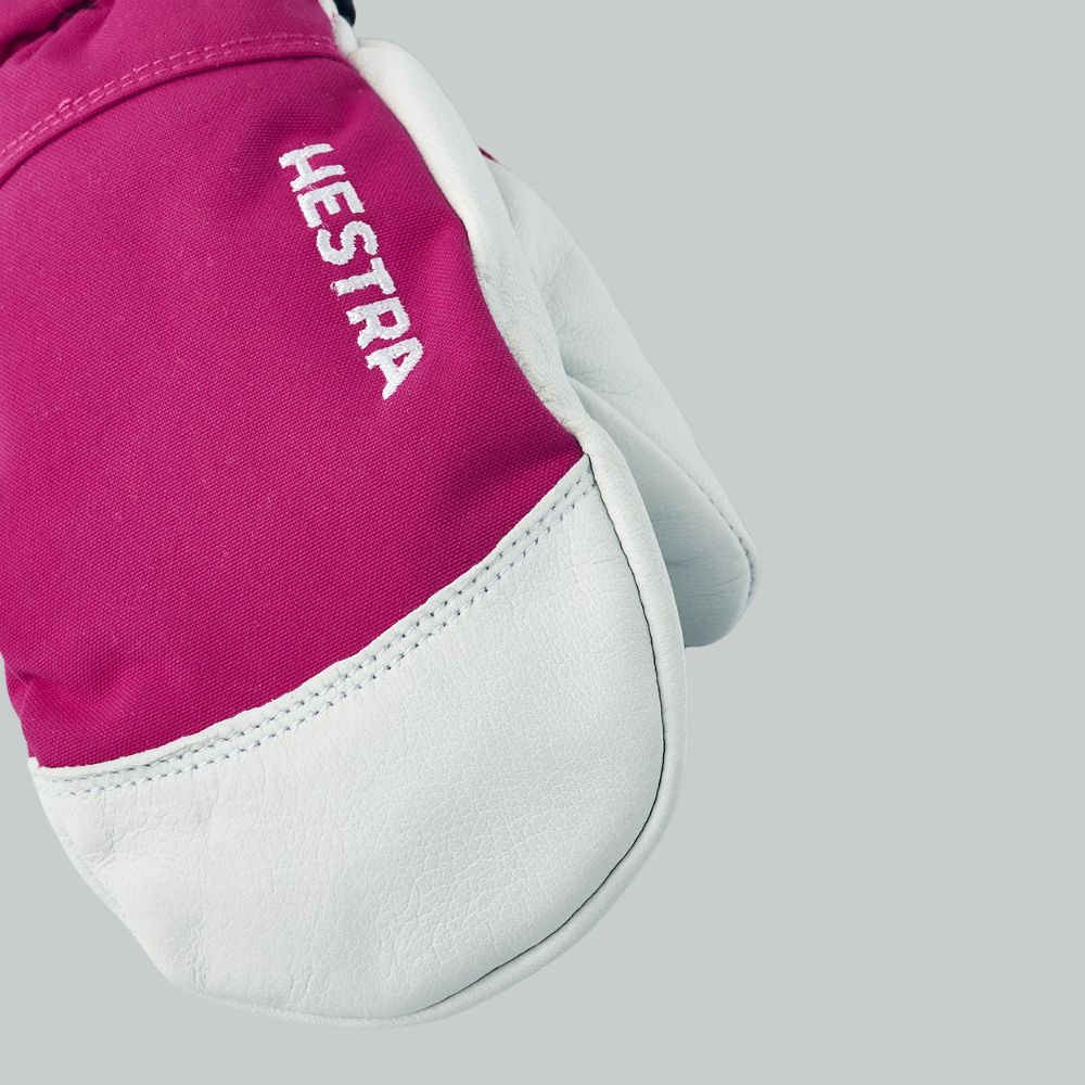 Hestra Army Leather Heli Kids Ski Mittens - Fuchsia (30561-930)