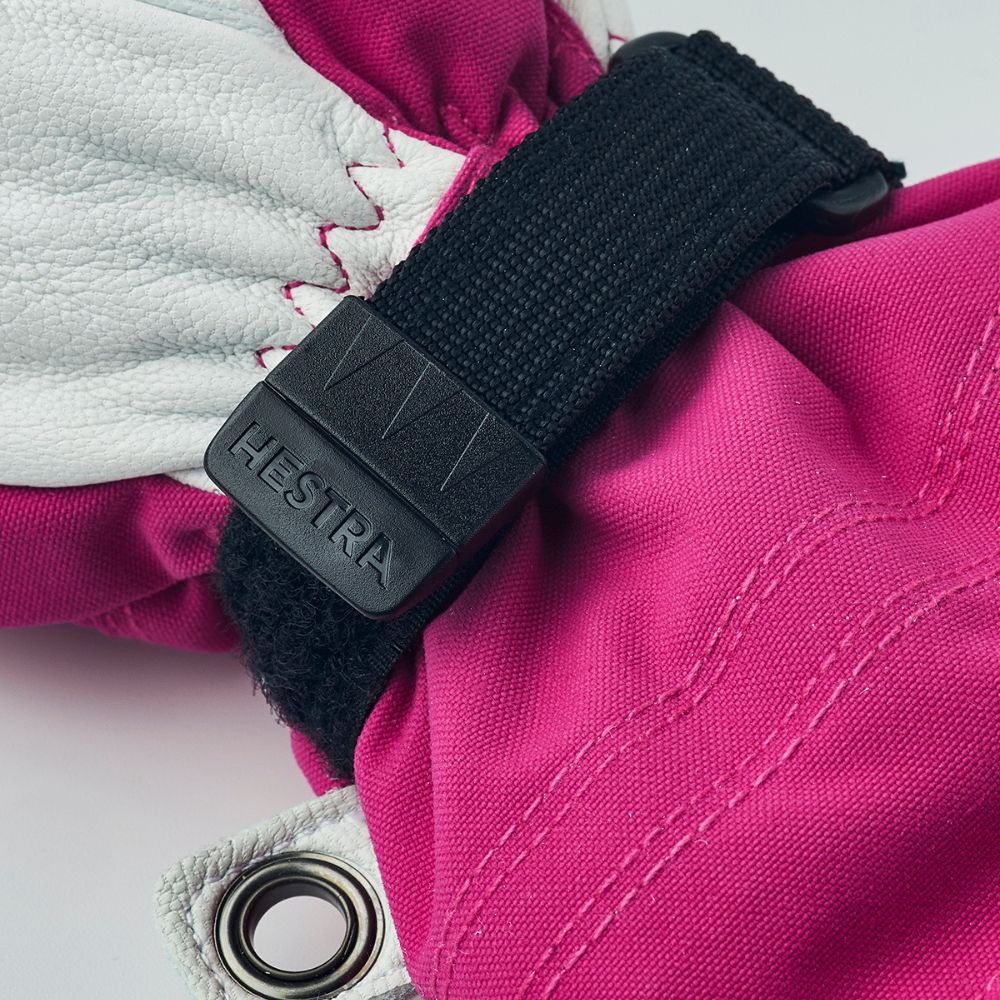 Hestra Army Leather Heli Kids Ski Mittens - Fuchsia (30561-930)