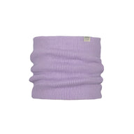 Purple ribbed neck gaiter on a white background