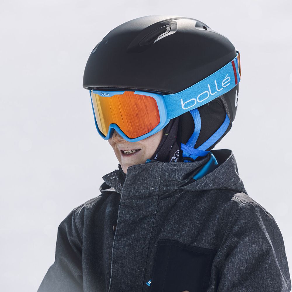 Bolle Atmos Youth MIPS Ski Helmet - Black Blue Matte 52-55cm