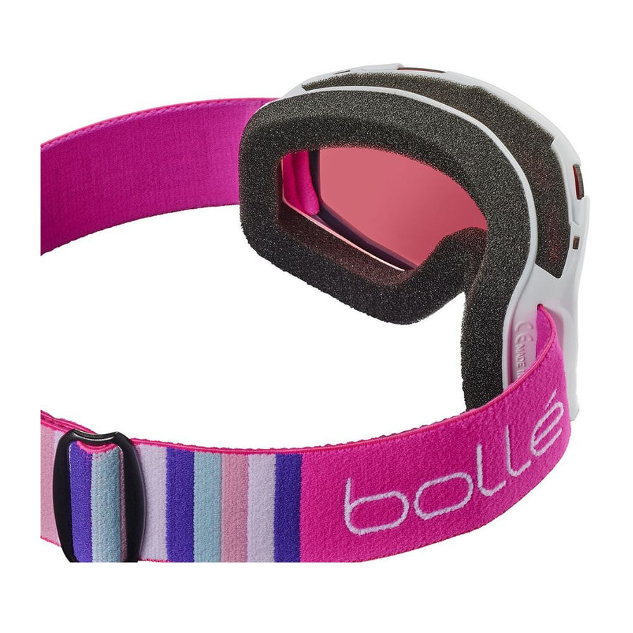 Bolle Rocket Kids Ski Goggles, White & Pink Matte 6yrs + Vermillon cat.2