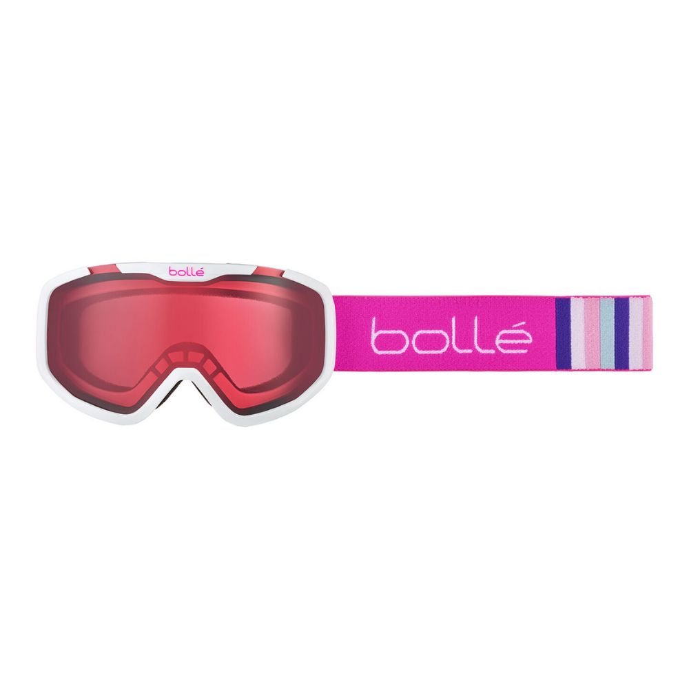 Bolle Rocket Kids Ski Goggles, White & Pink Matte 6yrs + Vermillon cat.2