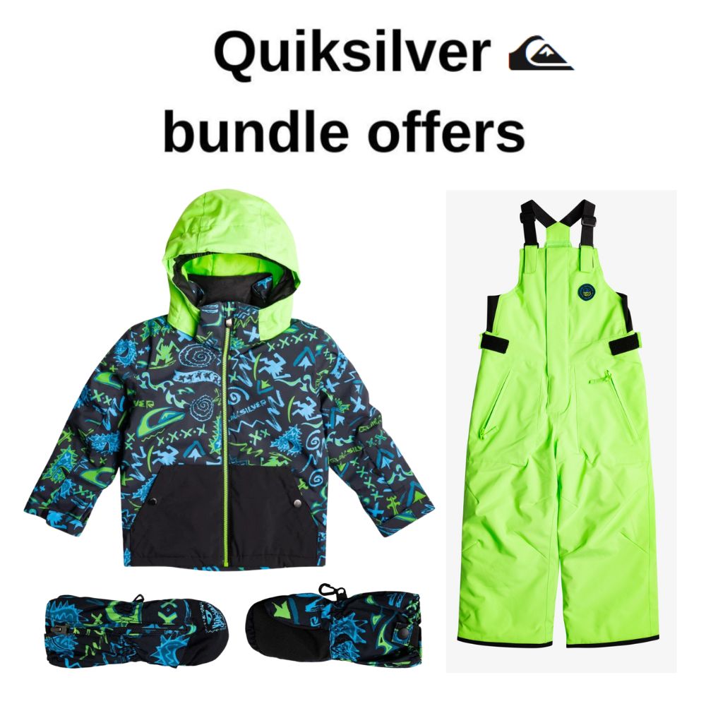 Quiksilver Little Mission Boys Ski Jacket, Ski Pants & Mittens Bundle