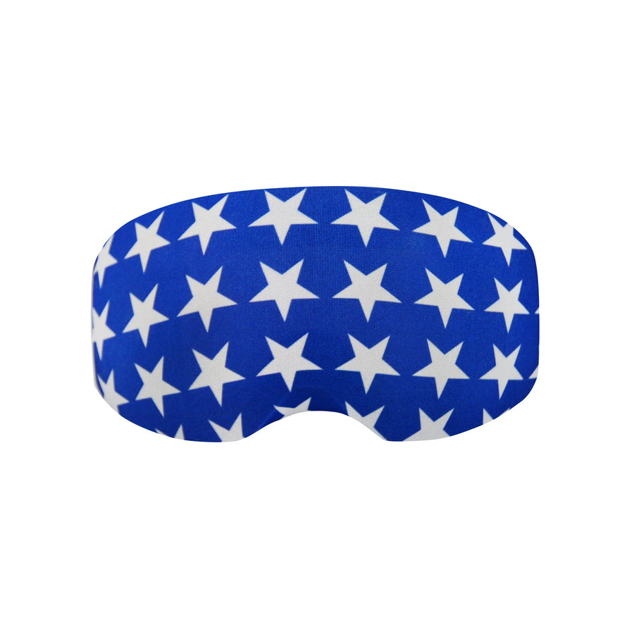CoolMasc Ski Goggle Cover - White Star Blue
