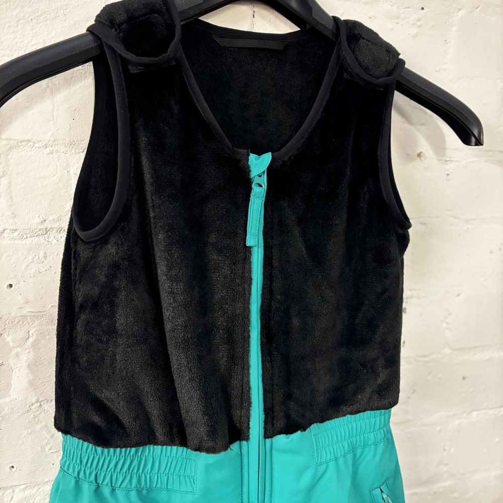 Degre 7 Nuts Kids Bib Ski Pants, Mint. With warm fluffy top section with velcro tabs.