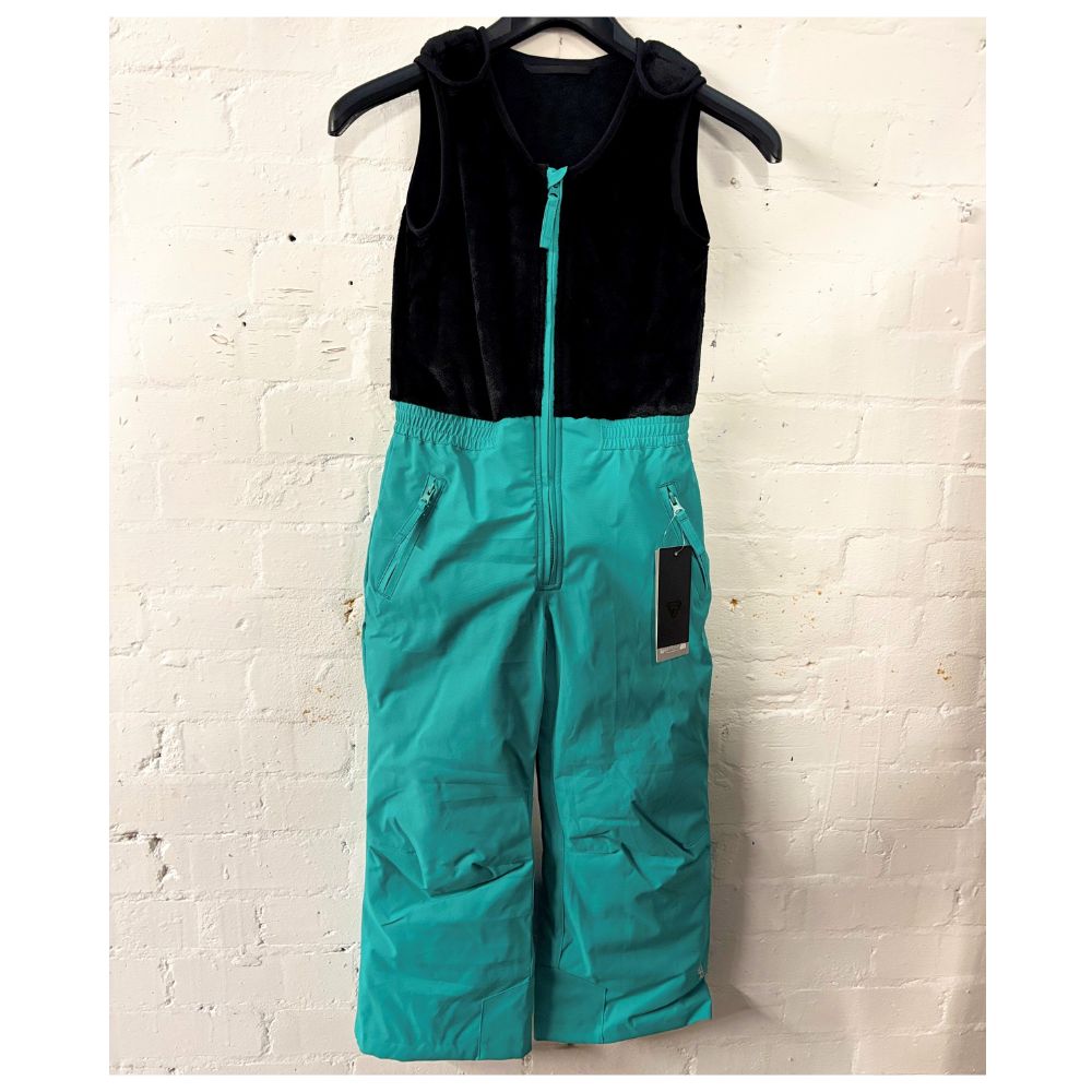Degre 7 Nuts Kids Bib Ski Pants, Mint. With warm fluffy top section with velcro tabs.
