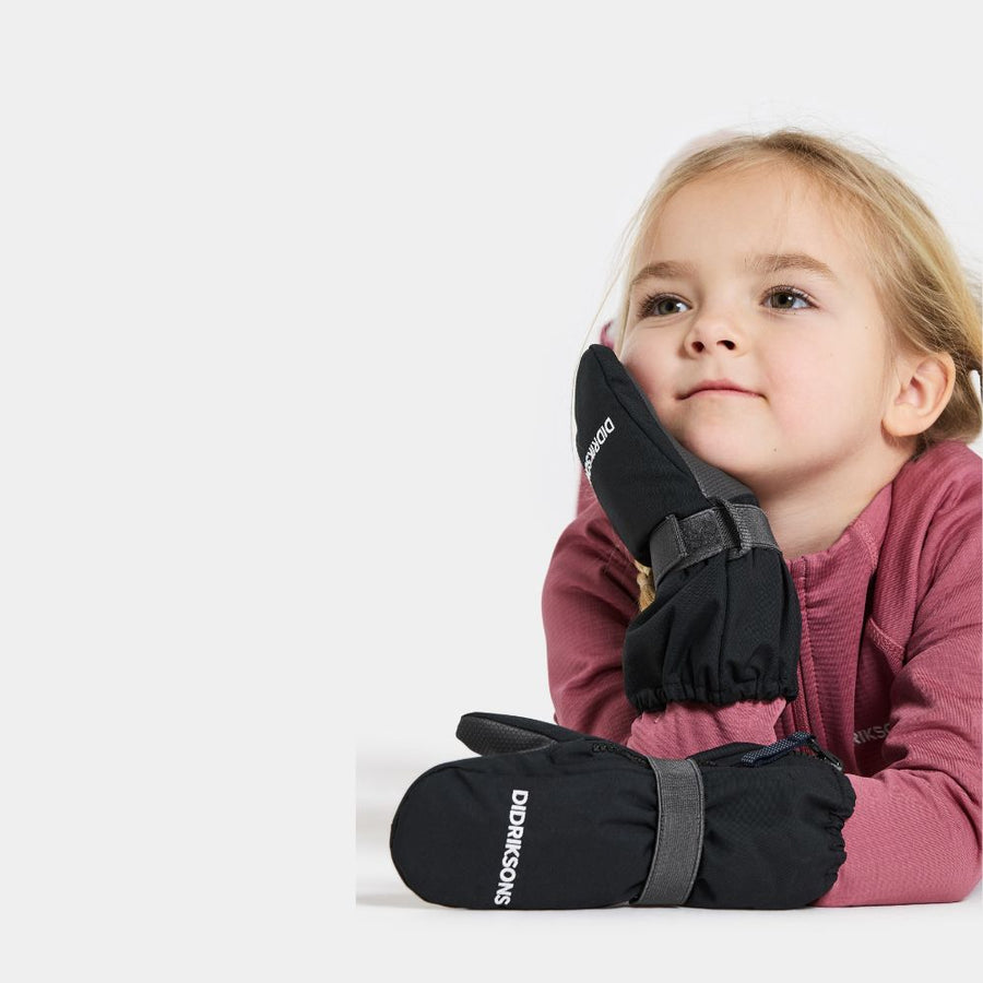 Didriksons Biggles Zip 8 Kids Skiing Mittens 505995 - Black