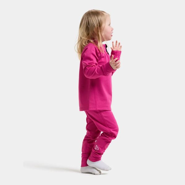 Didriksons Jadis Kids Fleece Base Layer Set - Cactus Pink