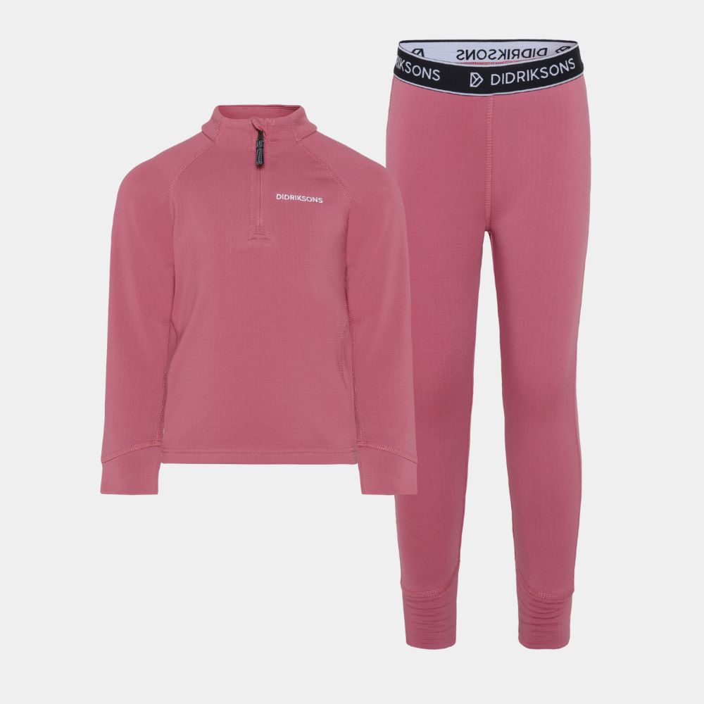 Didriksons Jadis Kids Fleece Base Layer Set - Heather Pink