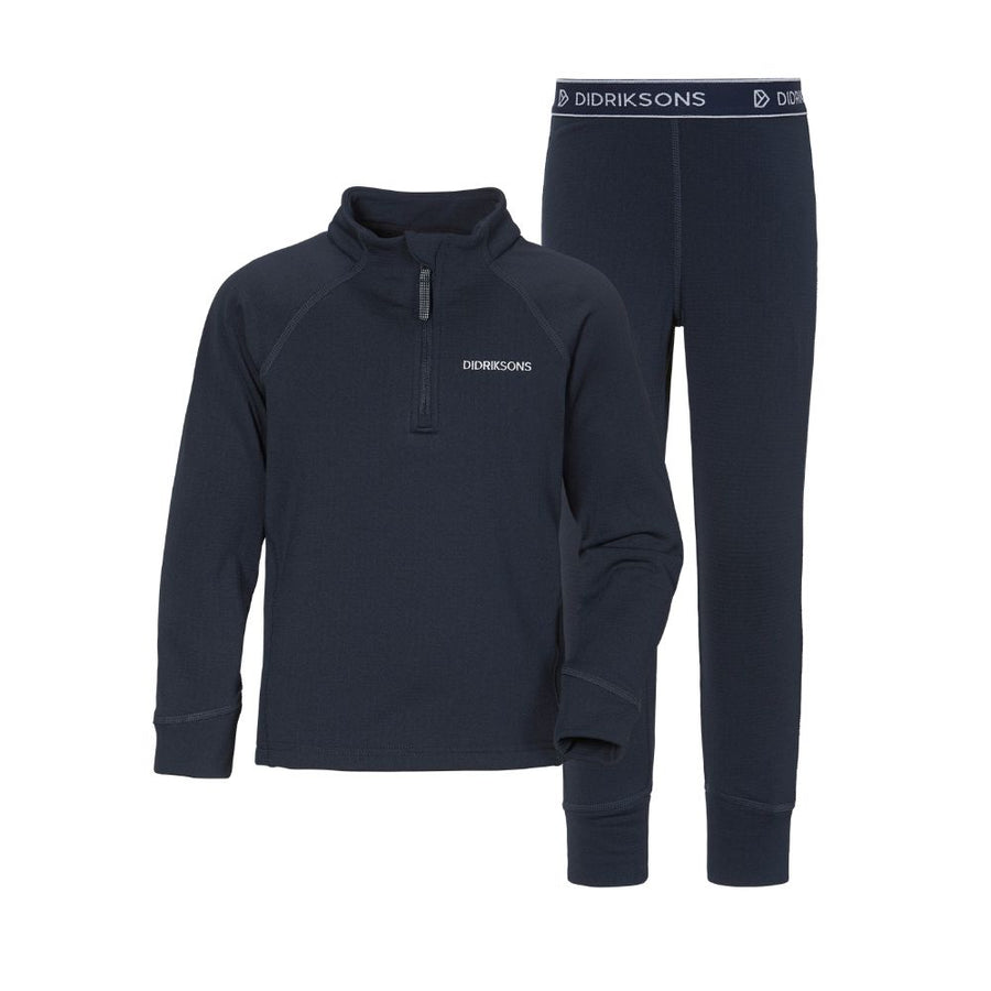 Didriksons Jadis Kids Fleece Base Layer Set - Navy