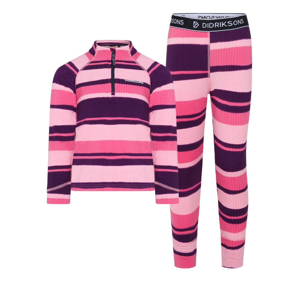 Didriksons Jadis Kids Fleece Base Layer Set - Trails Pink