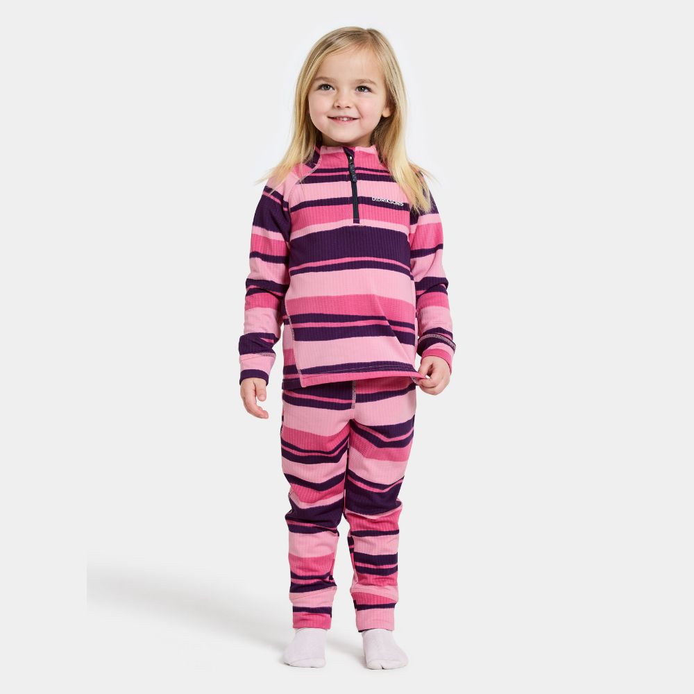 Didriksons Jadis Kids Fleece Base Layer Set - Trails Pink