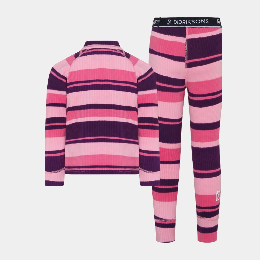 Didriksons Jadis Kids Fleece Base Layer Set - Trails Pink