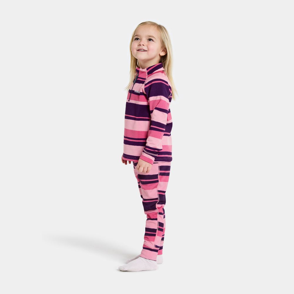 Didriksons Jadis Kids Fleece Base Layer Set - Trails Pink