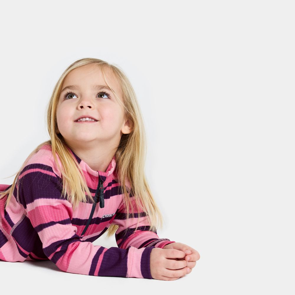 Didriksons Jadis Kids Fleece Base Layer Set - Trails Pink