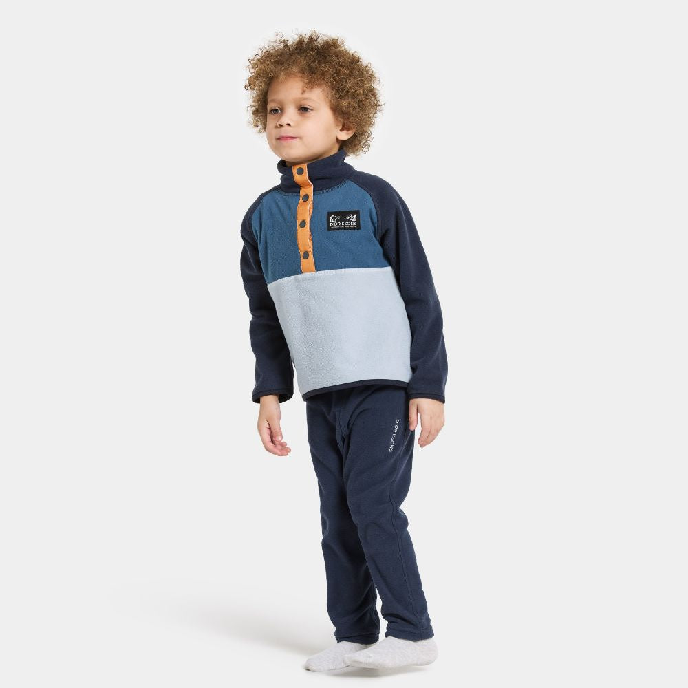 Didriksons Monte Half Button Kids Fleece - Cloud Blue. Boys Fleece