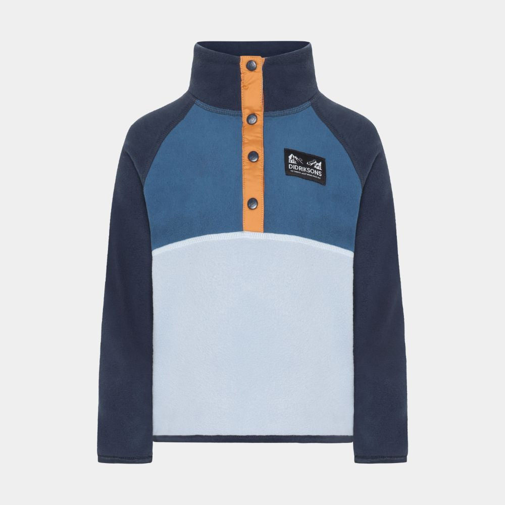 Didriksons Monte Half Button Kids Fleece - Cloud Blue. Boys Fleece