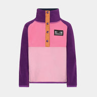 Didriksons Monte Half Button Kids Fleece - Light Heather Pink. Warm girls fleece suitable for skiing and Lapland holidays