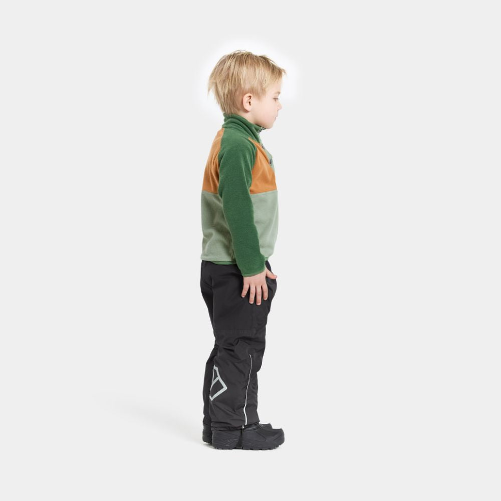 Didriksons Monte Half Button Kids Fleece Light Moss. Boys Fleeces perfect for Skiing and Lapland holidays