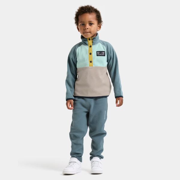 Didriksons Monte Half Button Kids Fleece - Ocean Mint - Kids Fleece For Skiing and Lapland holidays