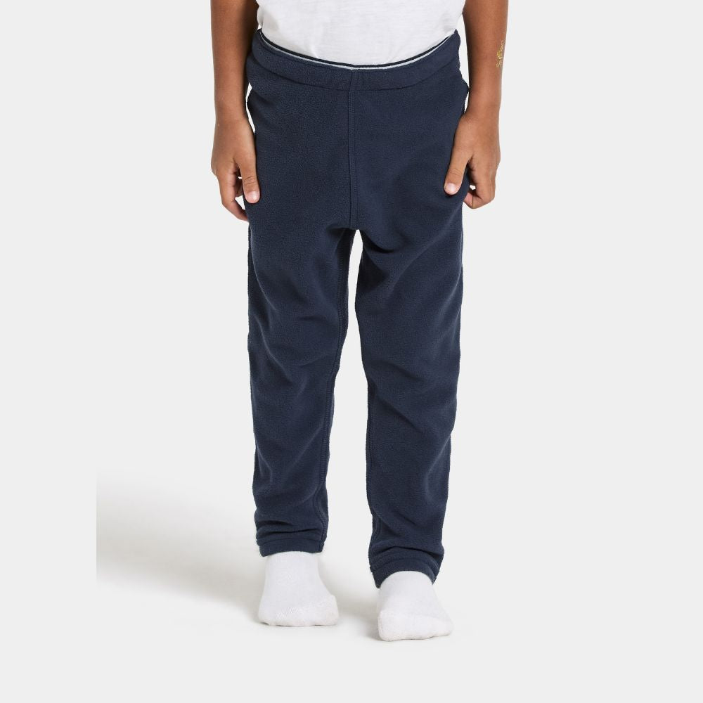 Didriksons Monte Kids Fleece Leggings in Navy.  Ideal for layering when skiing early season, high resports or Lapland Holidays 