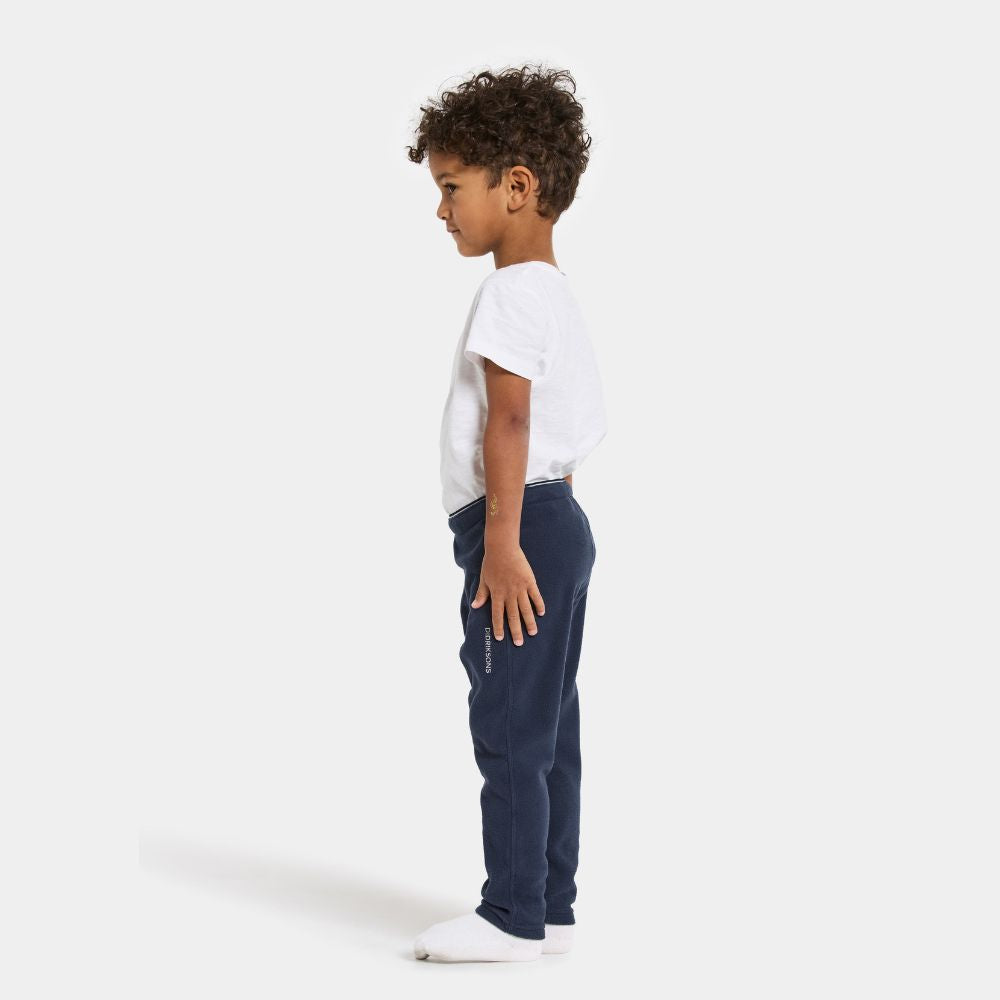 Didriksons Monte Kids Fleece Leggings in Navy.  Ideal for layering when skiing early season, high resports or Lapland Holidays 