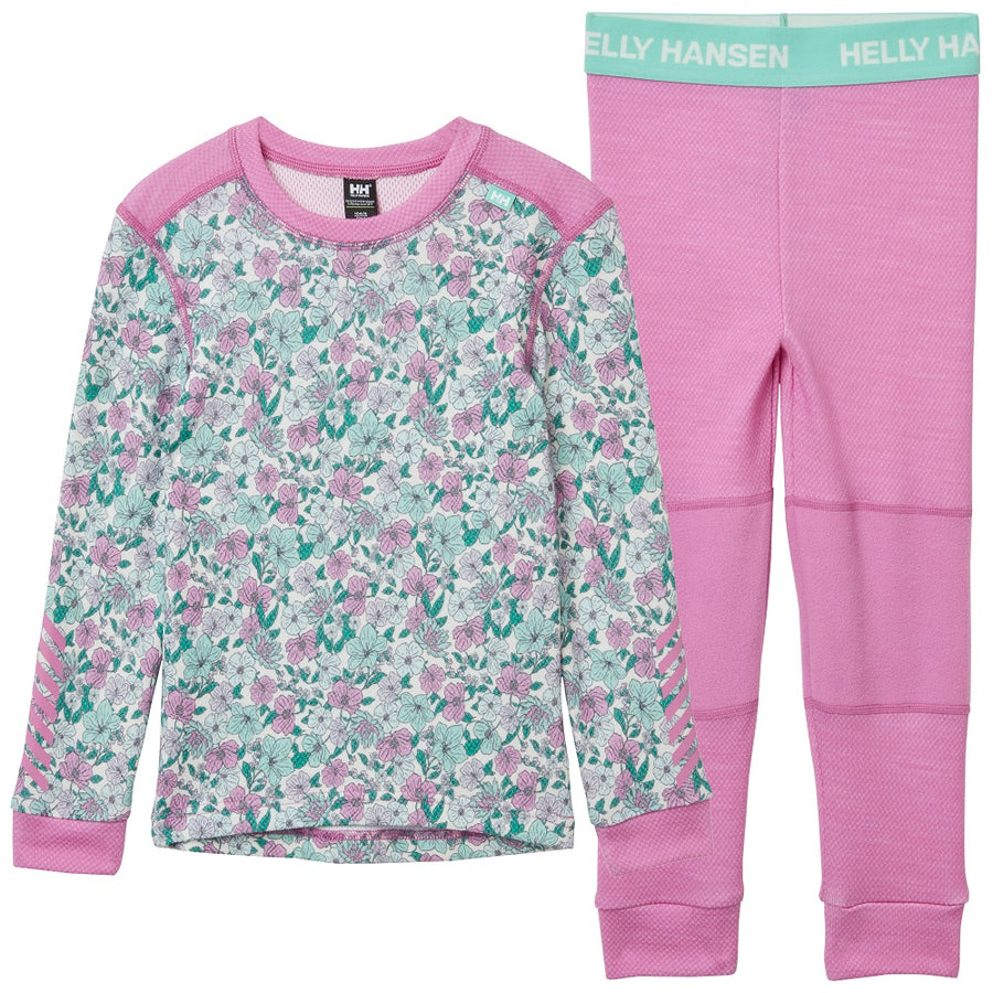 Helly Hansen Kids Ski Thermals LIFA Merino Set - Meta Pink AOP 2-7 yrs