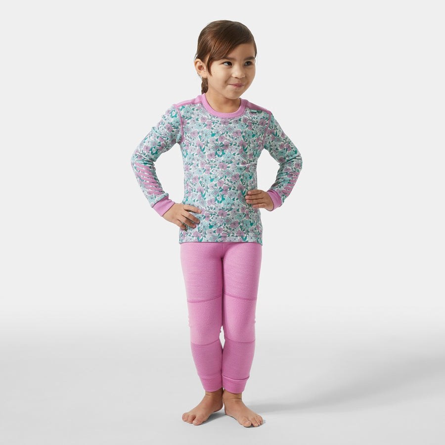 Helly Hansen Kids Ski Thermals LIFA Merino Set - Meta Pink AOP 2-7 yrs