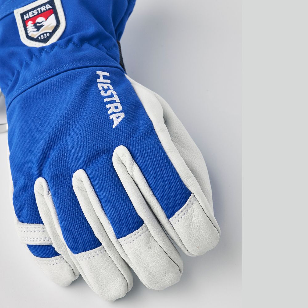 Hestra Army Leather Heli Kids Ski Gloves - Royal Blue (30560-250)
