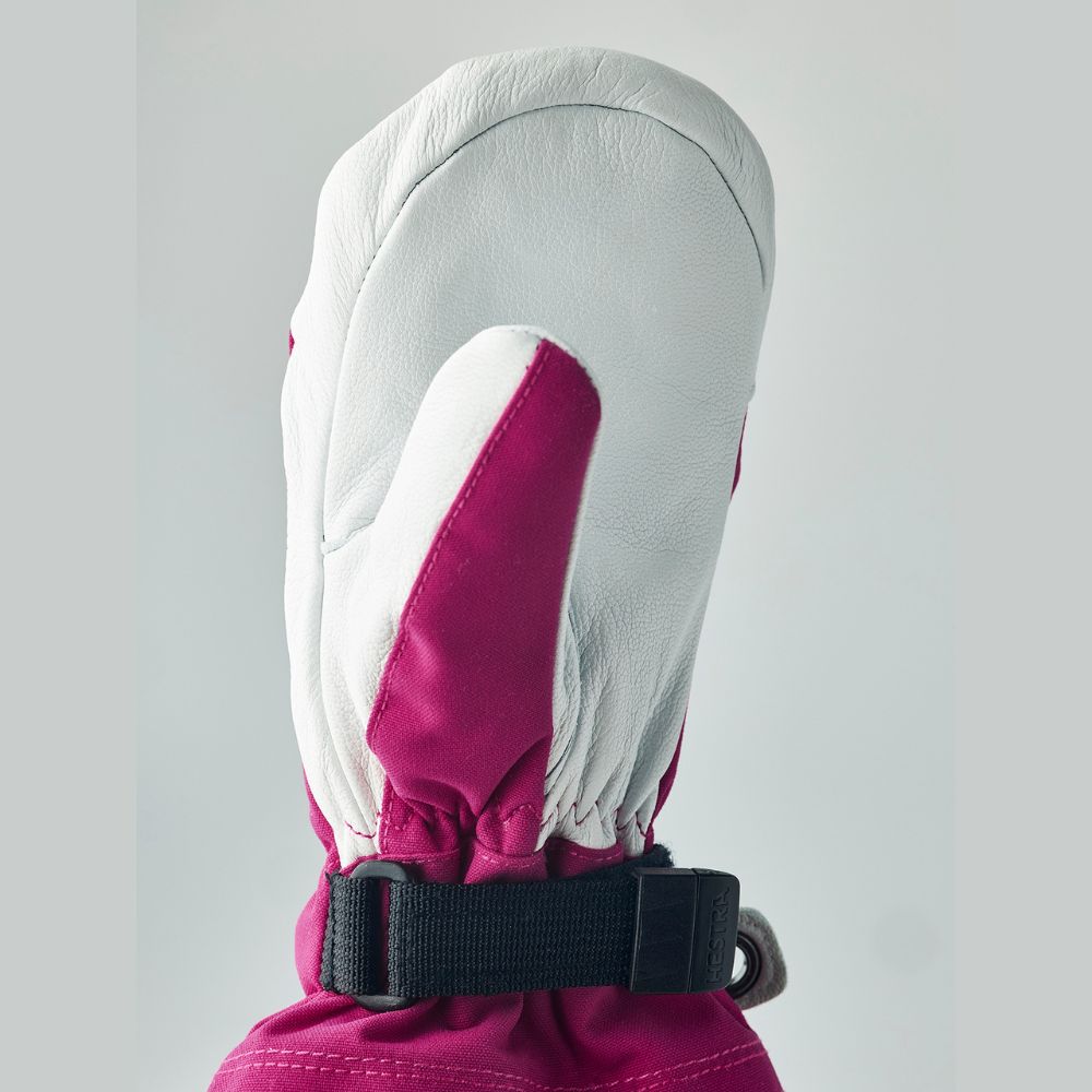 Hestra Army Leather Heli Kids Ski Mittens - Fuchsia (30561-930)