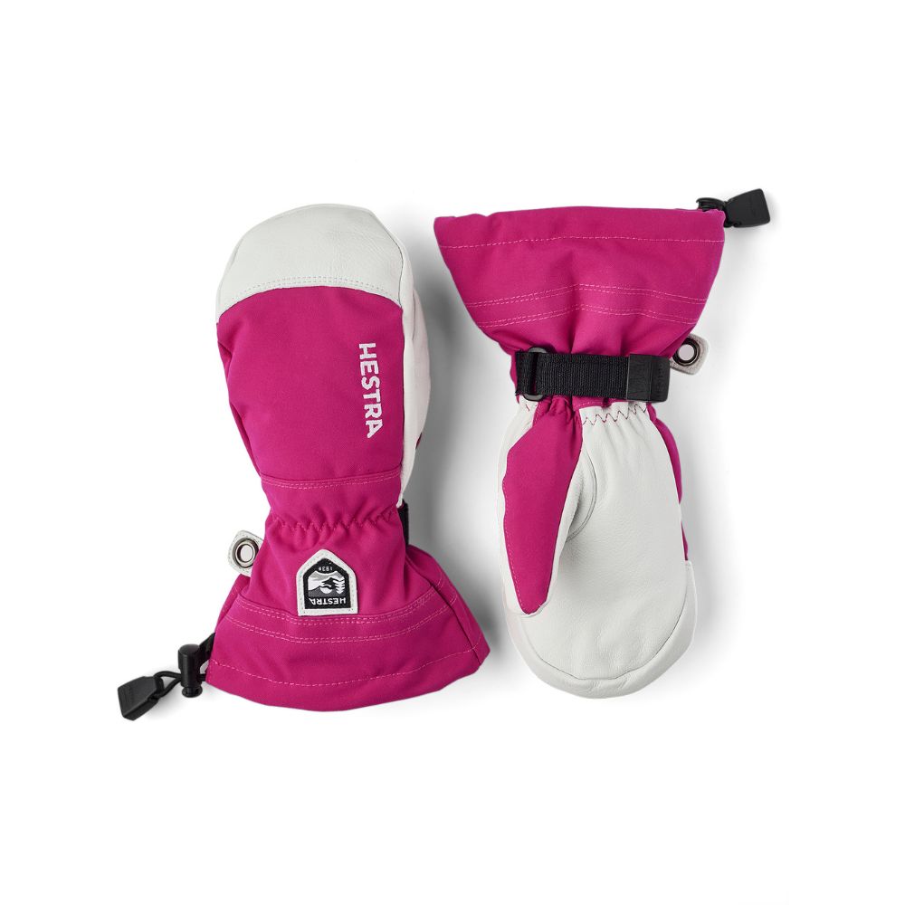 Hestra Army Leather Heli Kids Ski Mittens - Fuchsia (30561-930)