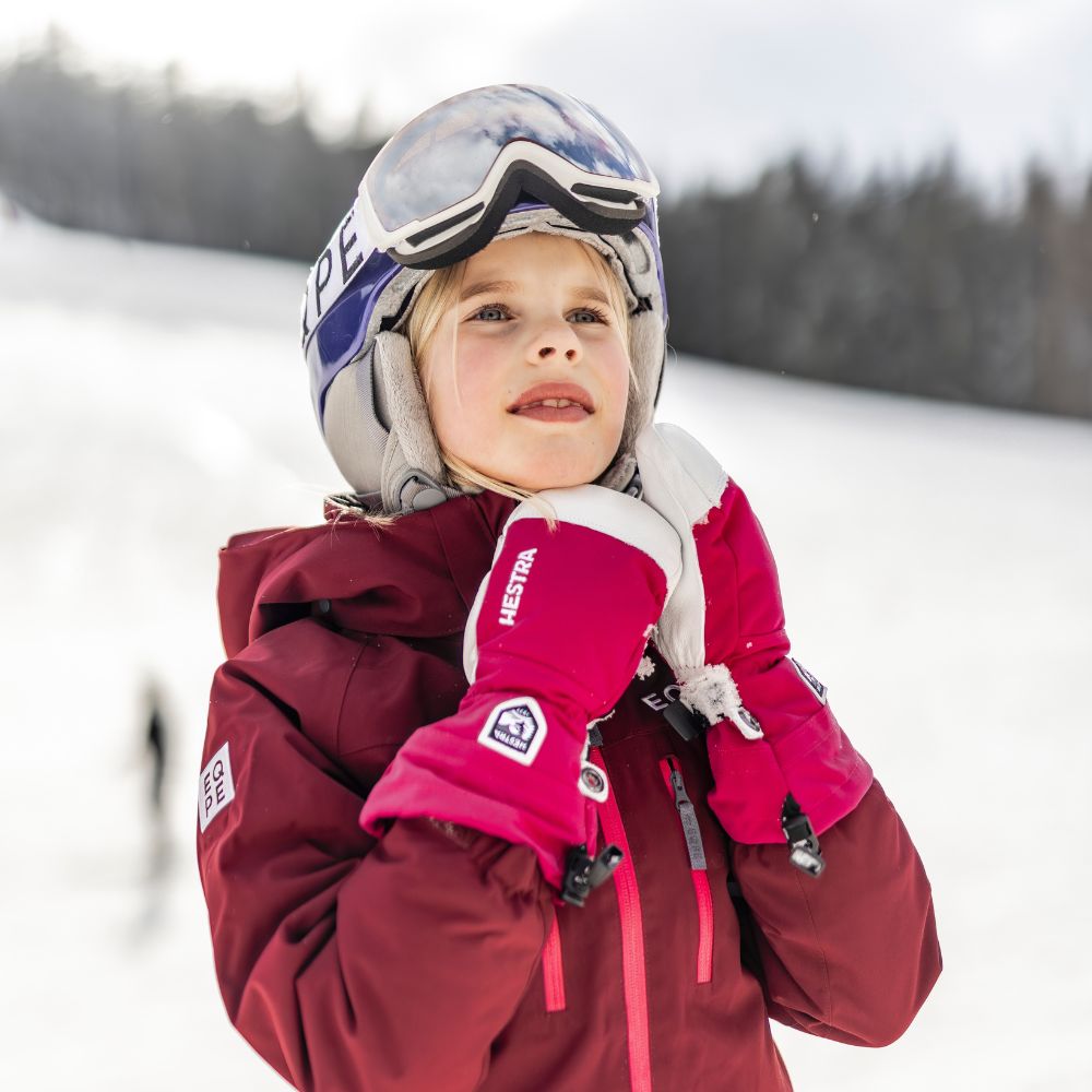 Hestra Army Leather Heli Kids Ski Mittens - Fuchsia (30561-930)