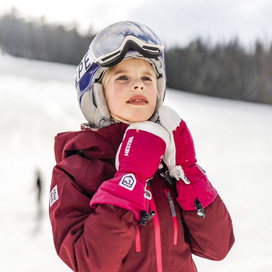 Hestra Army Leather Heli Kids Ski Mittens - Fuchsia (30561-930)