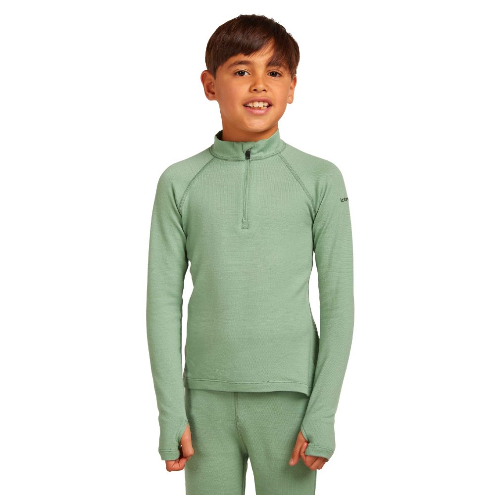 Icebreaker Kids 260 Tech LS Half Zip Merino Thermal Top - Seaglass 