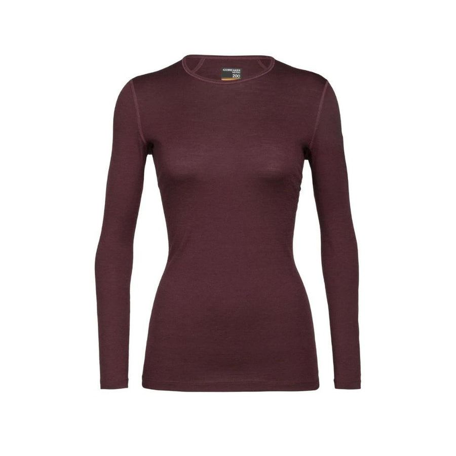 Icebreaker Womens 200 Oasis LS Crewe Thermal Top - Redwood