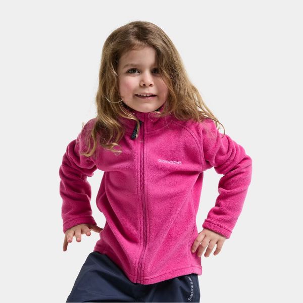 Kids Fleece Skiing Mid Layer - Didriksons Monte Fleece Top - Cactus Pink
