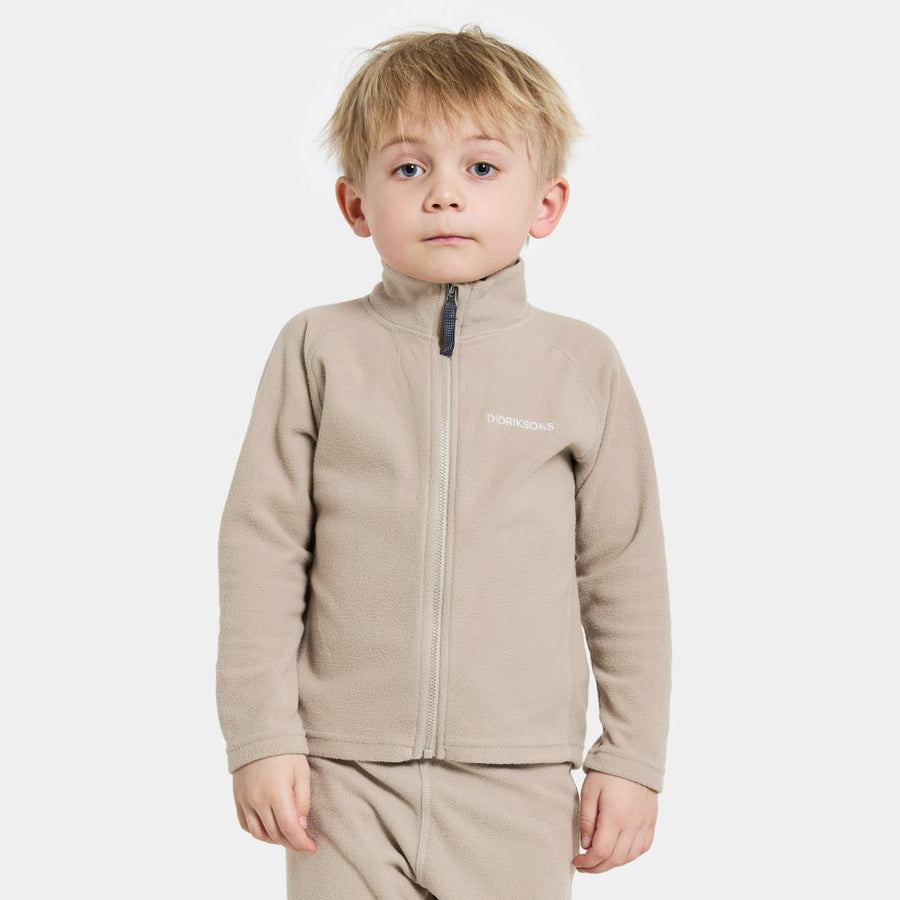 Kids Skiing Fleece - Didriksons Monte Fleece Jacket - Beach Beige