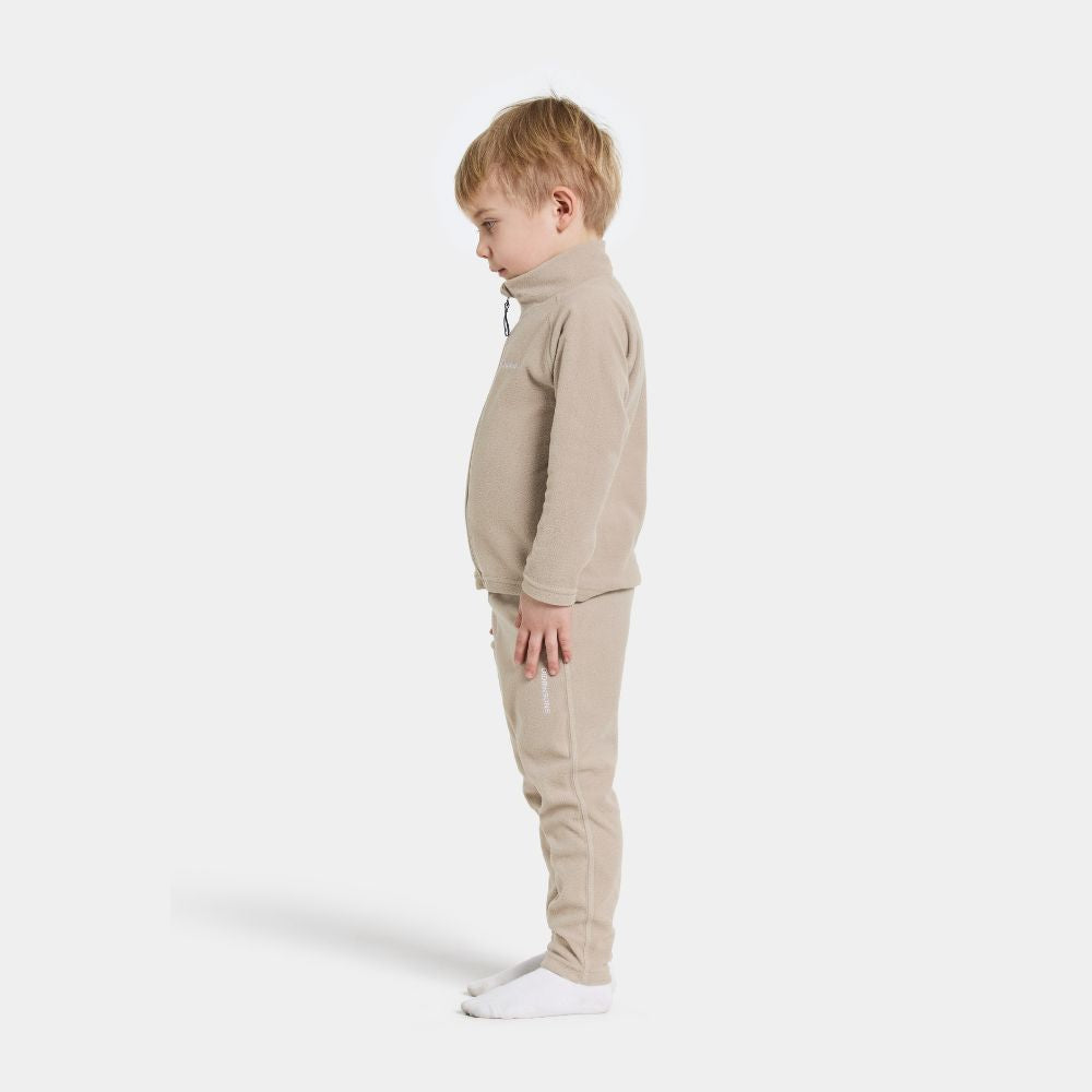 Didriksons Monte Kids Fleece Leggings in Beige.  Ideal for layering when skiing early season, high resports or Lapland Holidays 